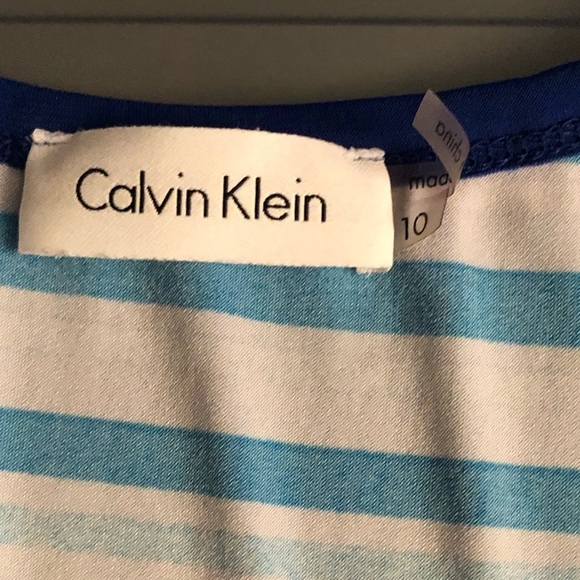 Calvin Klein size 10 blue maxi dress elongating diagonal stripe,slimming - Picture 5 of 16